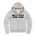 Hollister Grey Zip-Up Hoodie – Embroidered Logo
