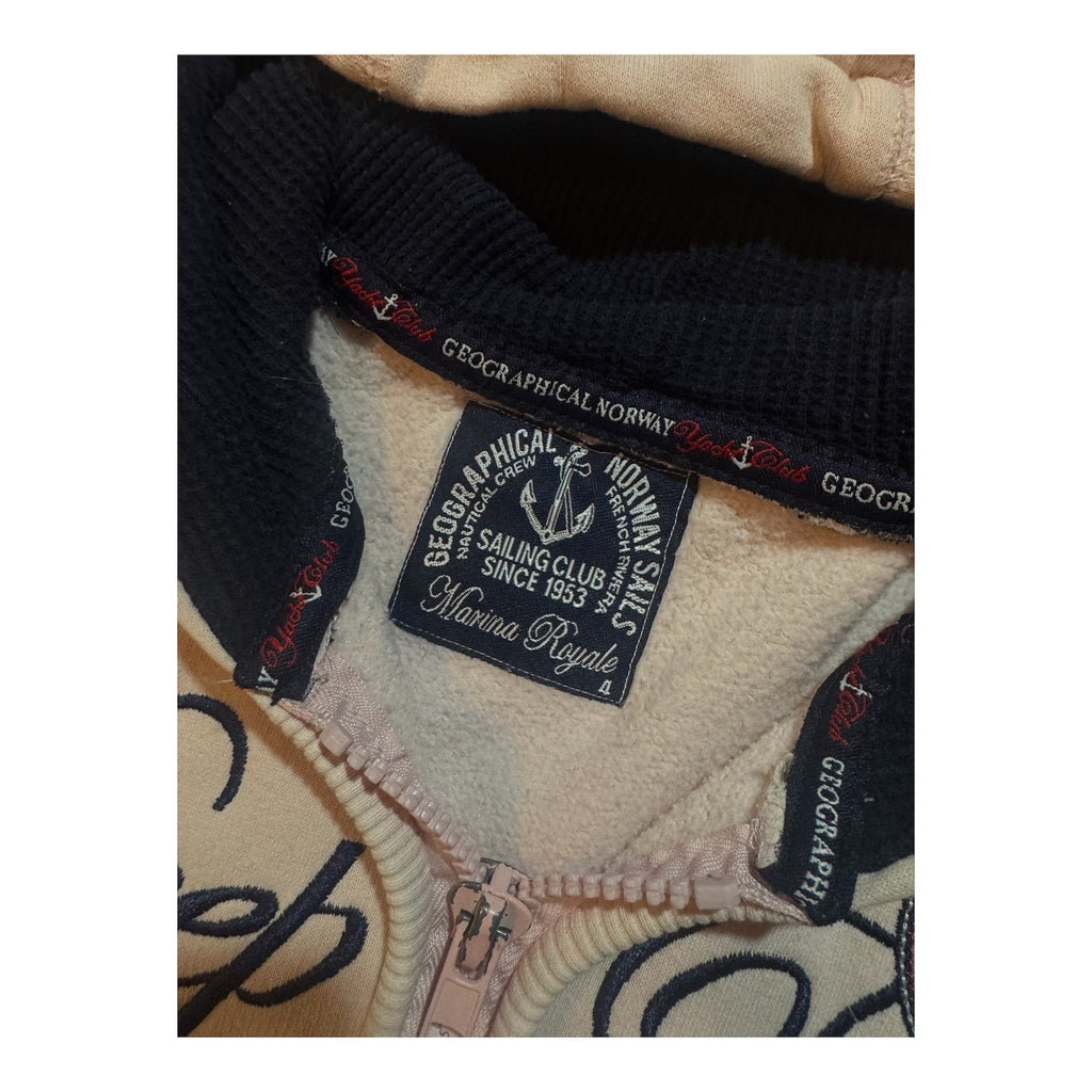 Cream & Navy Graphic Zip Hoodie – Geographical Norway