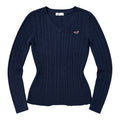 Hollister Navy Cable Knit Sweater – V-Neck