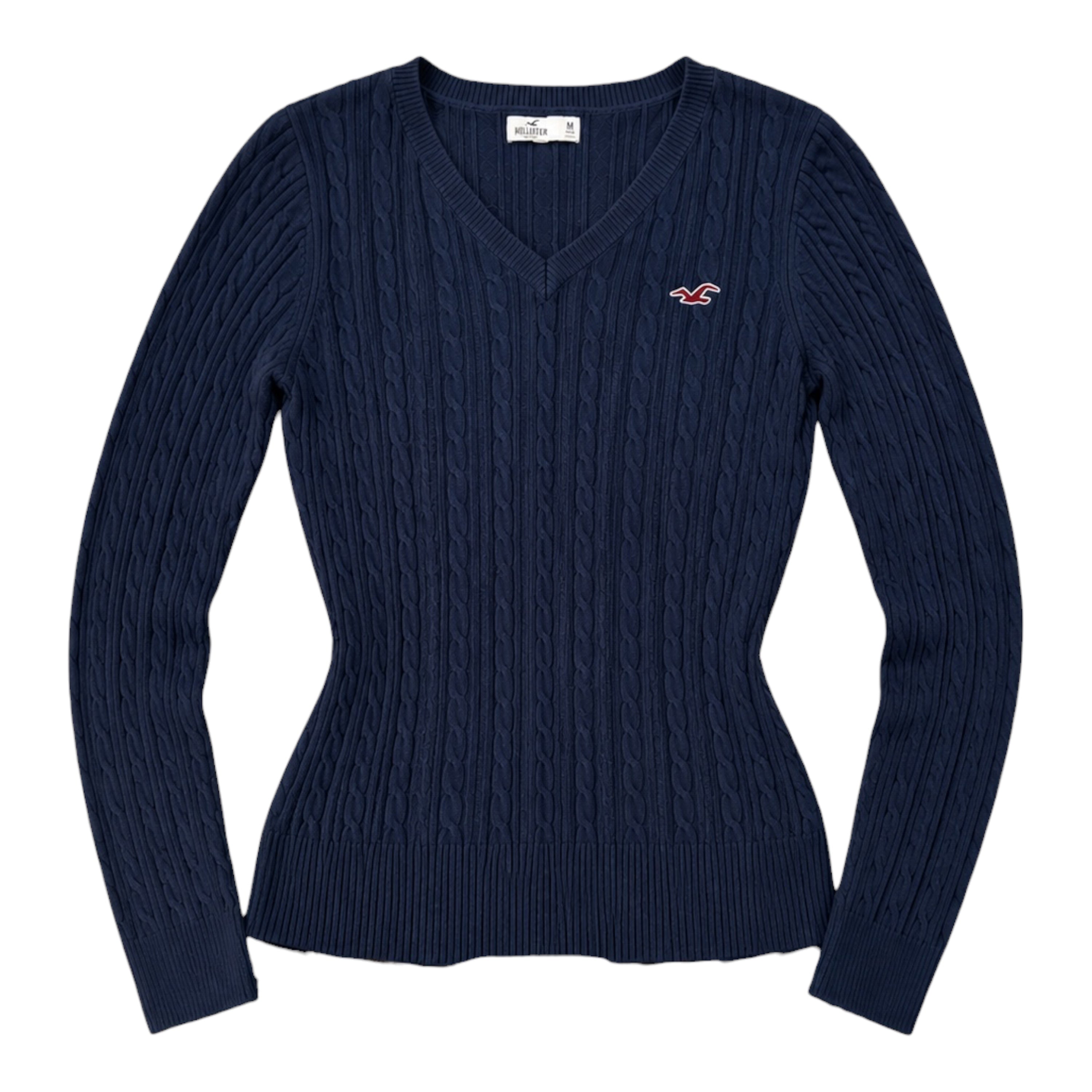 Hollister Navy Cable Knit Sweater – V-Neck