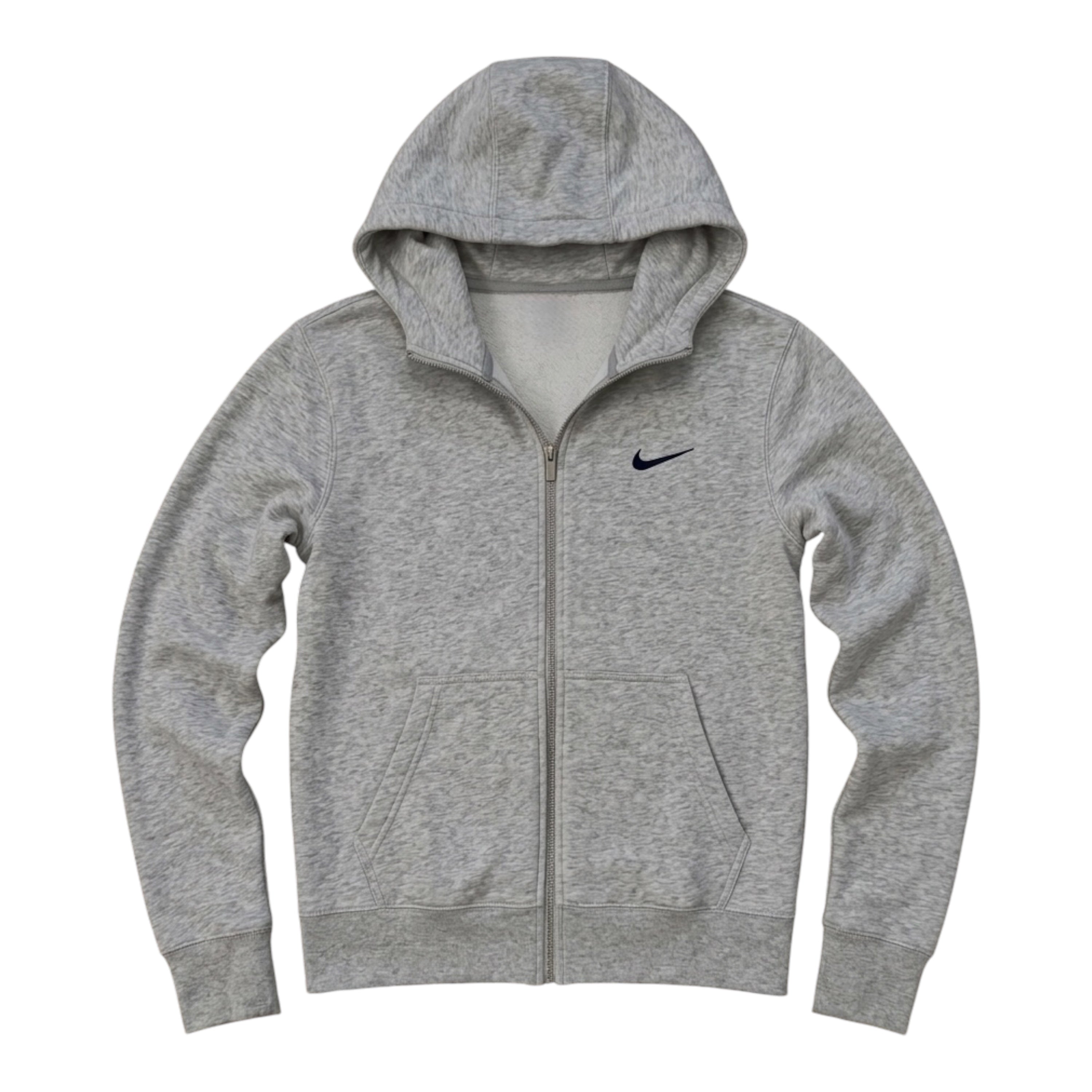 Nike Grey Zip-Up Hoodie – Embroidered Swoosh