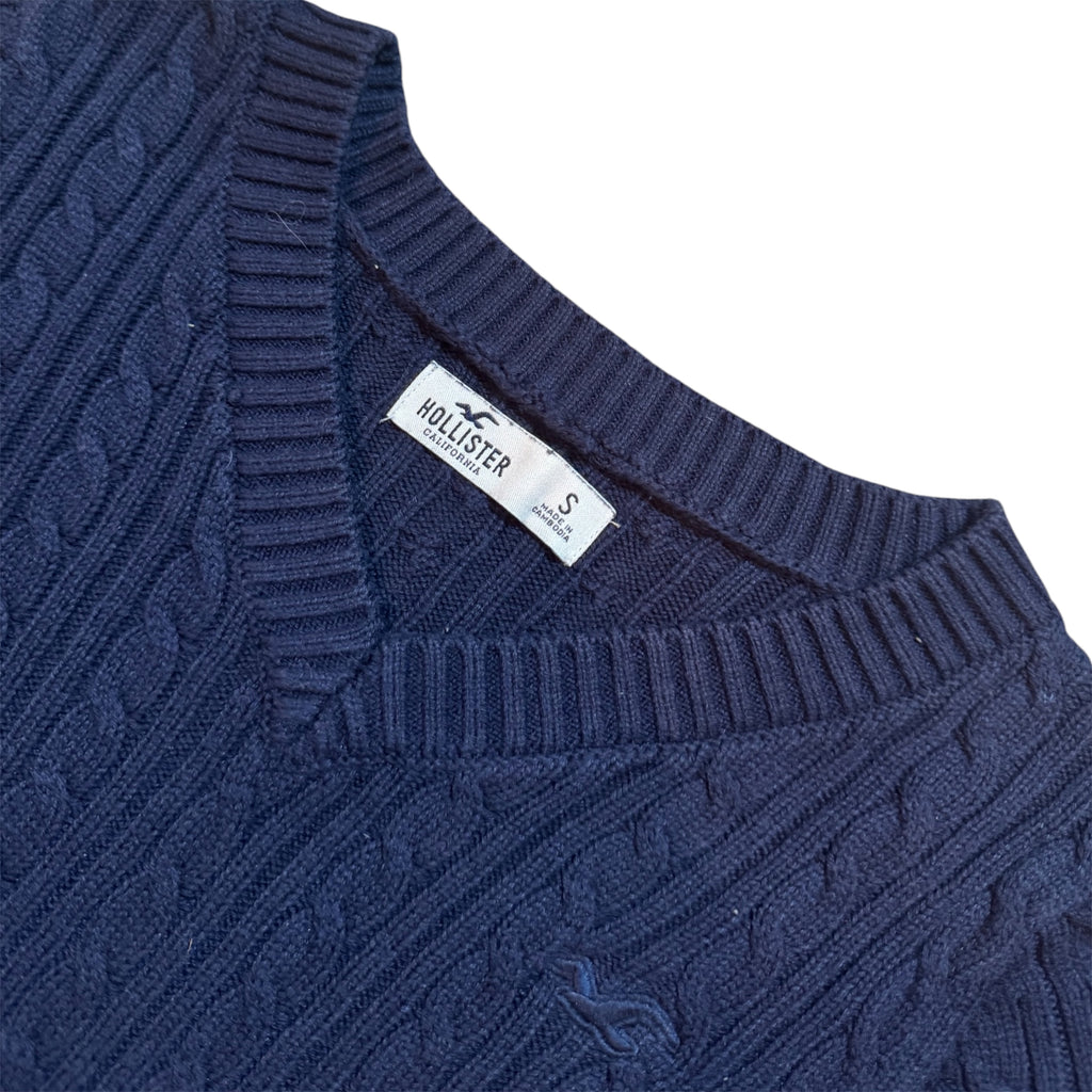 Dark Blue Hollister Cable-Knit Sweater