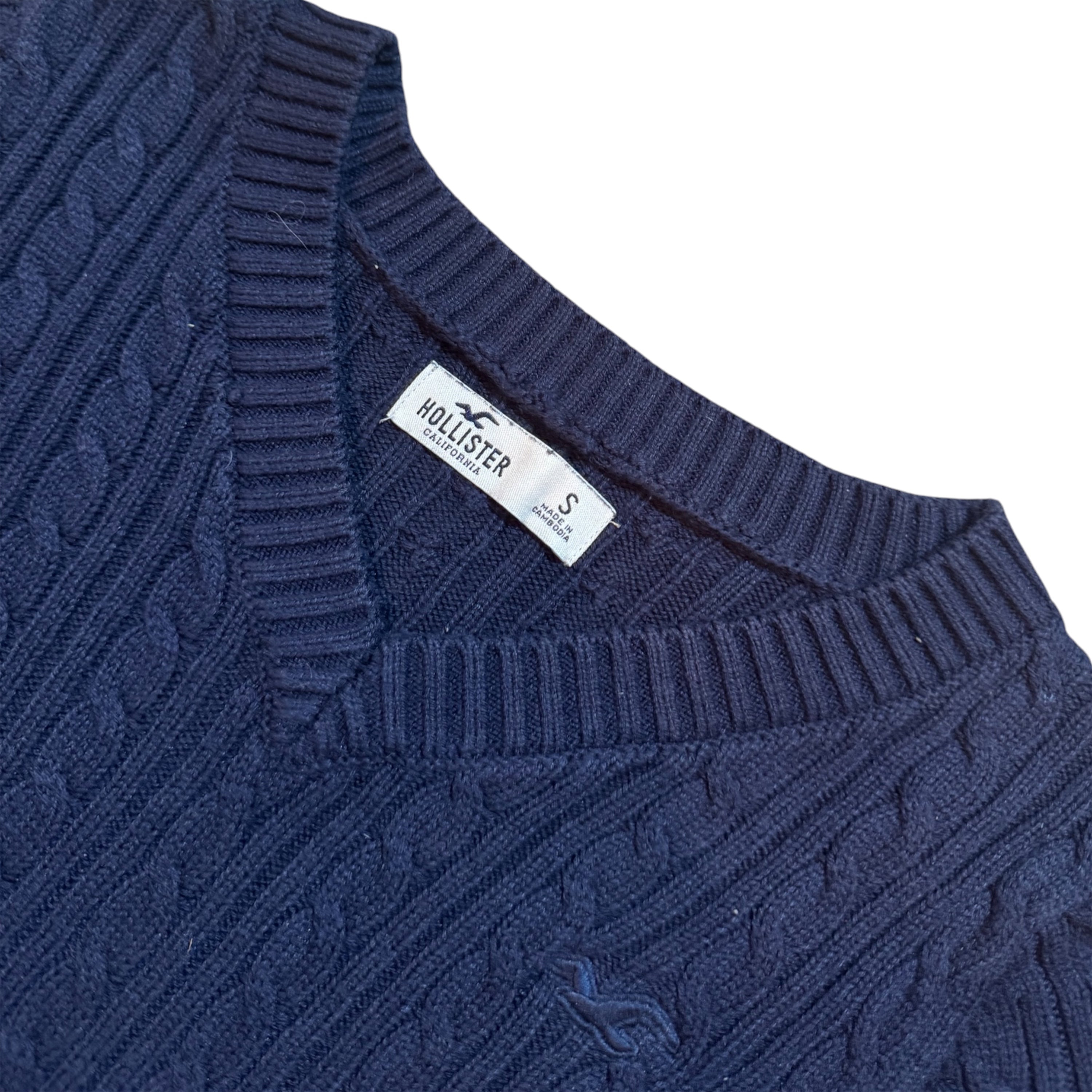 Dark Blue Hollister Cable-Knit Sweater