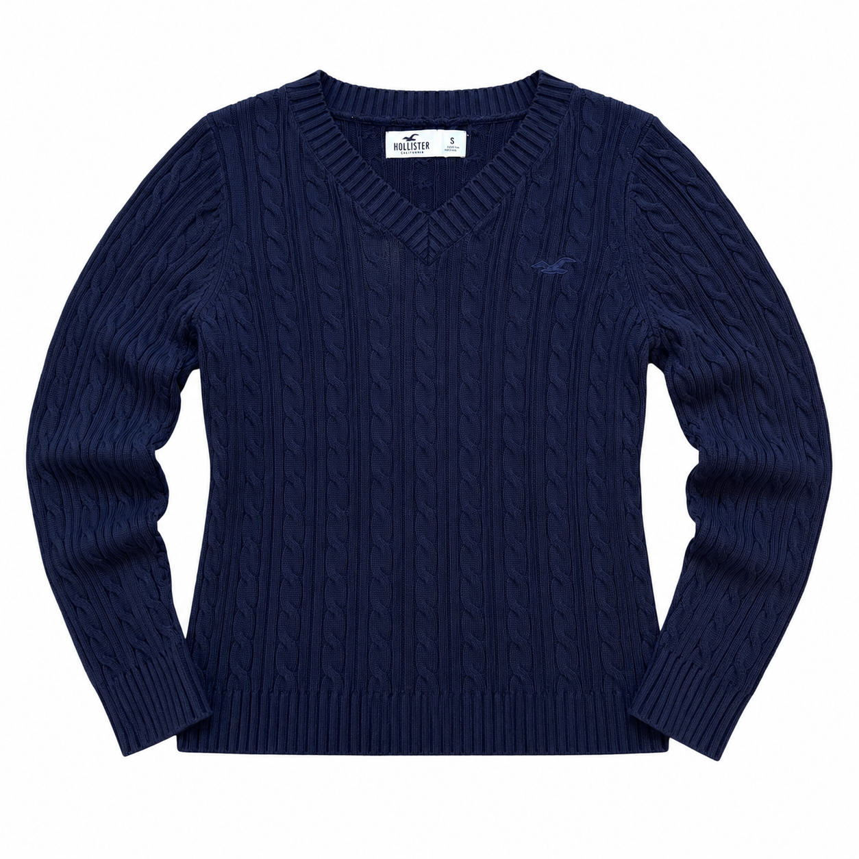 Dark Blue Hollister Cable-Knit Sweater