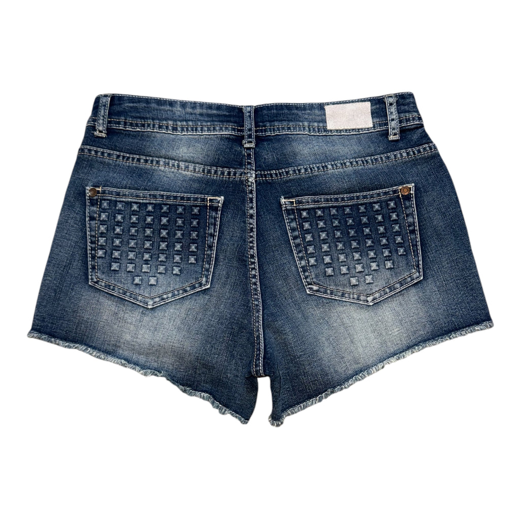 Vintage Wash Studded Denim Shorts