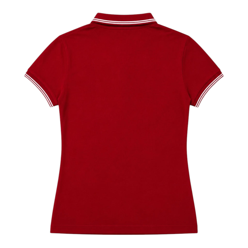Red Polo Shirt with Embroidered Bear Patch