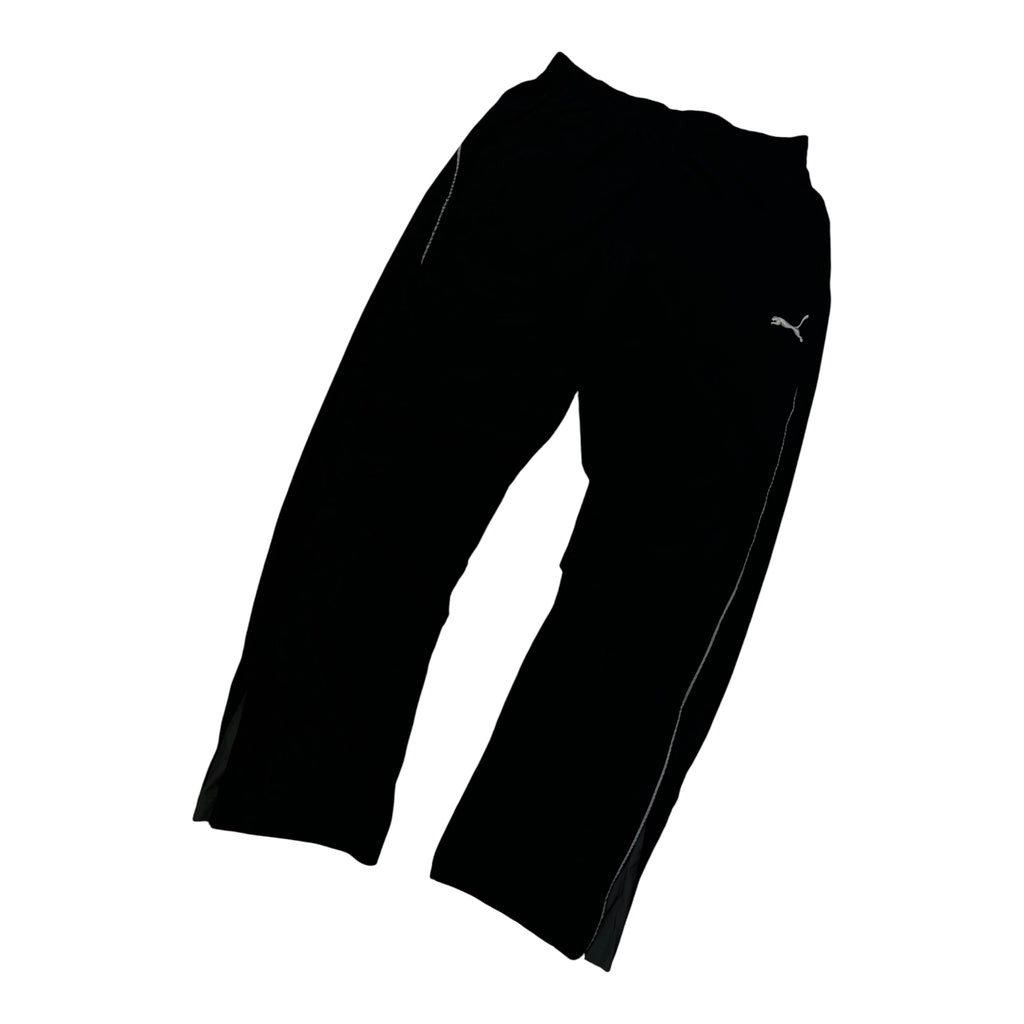 Puma Black Track Pants with White Side Stripes – Relaxed Fit
