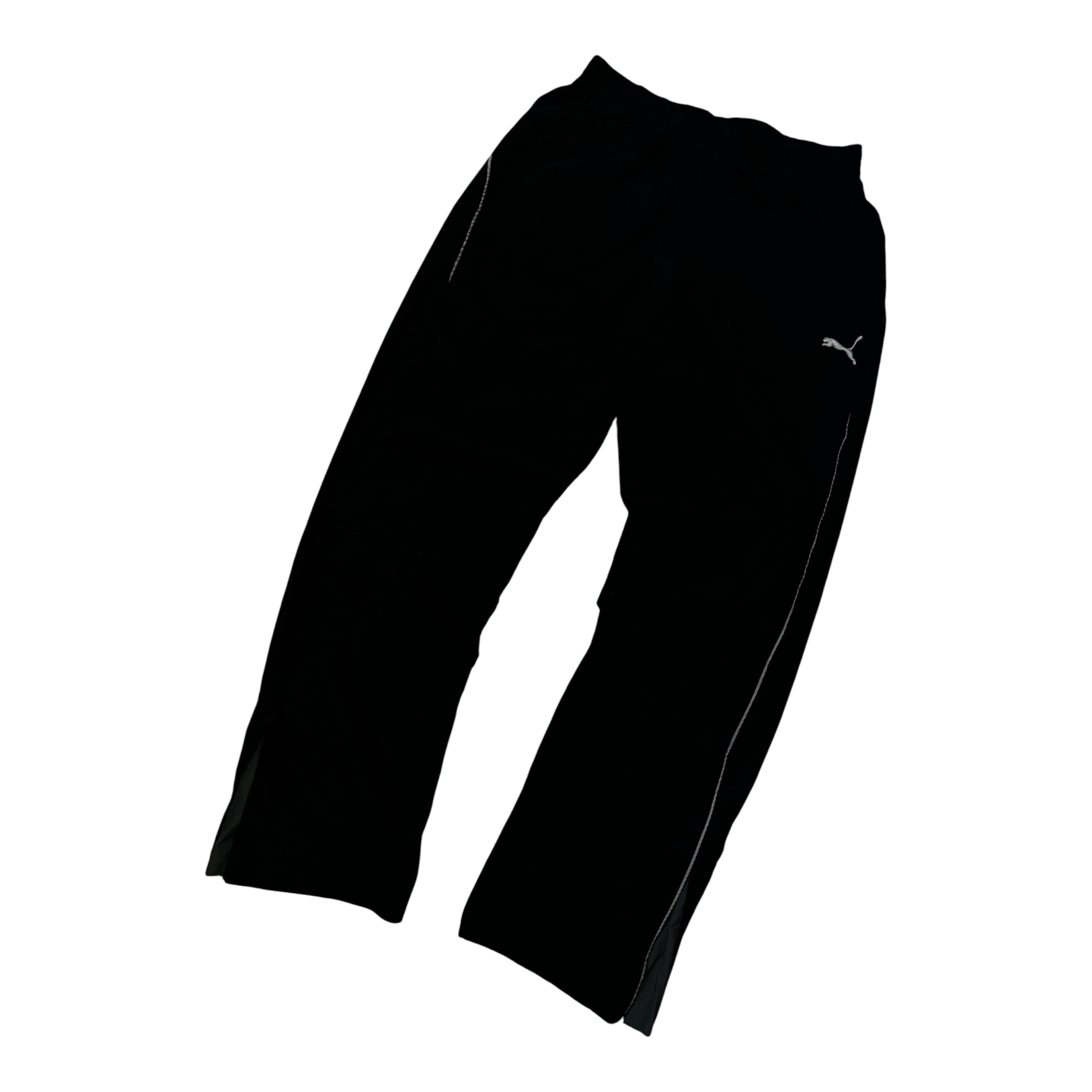 Puma Black Track Pants with White Side Stripes – Relaxed Fit