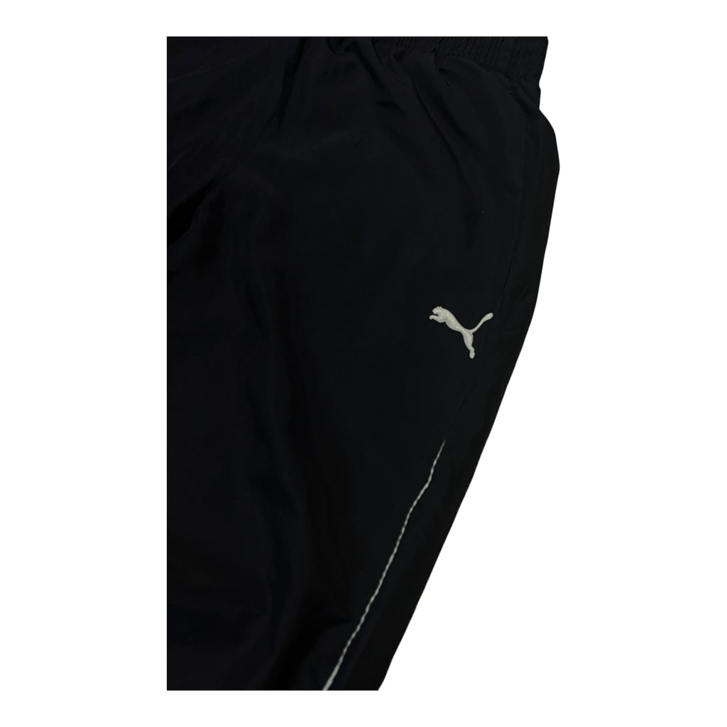 Puma Black Track Pants with White Side Stripes – Relaxed Fit